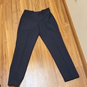 Theory Dark Navy Cropped Straight-Leg Trousers